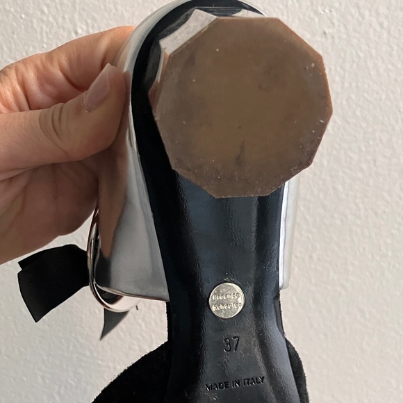 Proenza Schouler Shoes Black Suede Silver Leather Grommet  Proenza Schouler - Grommet Block Heel Mules black suede - size 37
